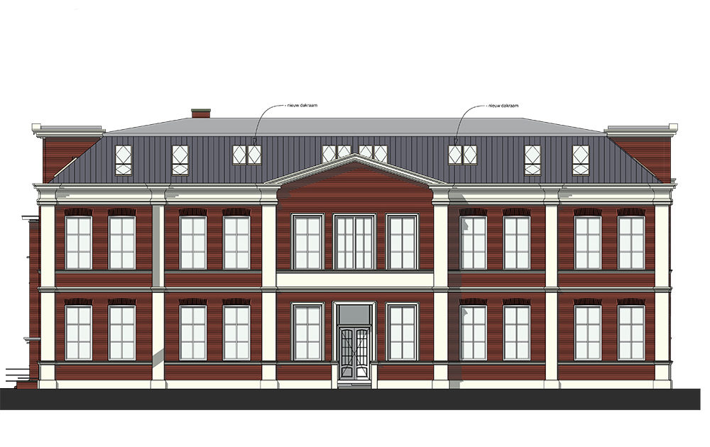 Transformatie ontwerp A&R10 Rijksmonumentaal schoolgebouw tot appartementen te Leiden
